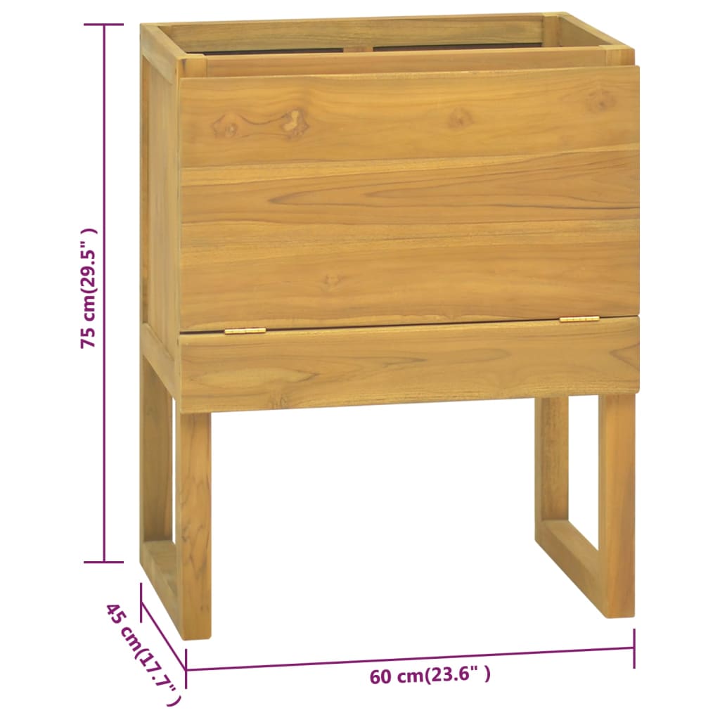 vidaXL Bathroom Cabinet 23.6"x17.7"x29.5" Solid Wood Teak