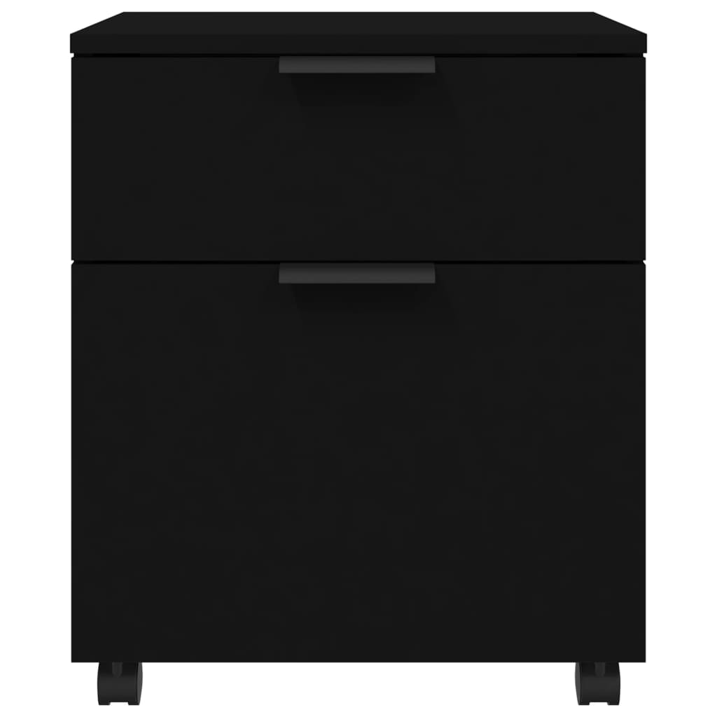 vidaXL Mobile File Cabinet with Wheels Black 17.7"x15"x21.3" Engineered Wood