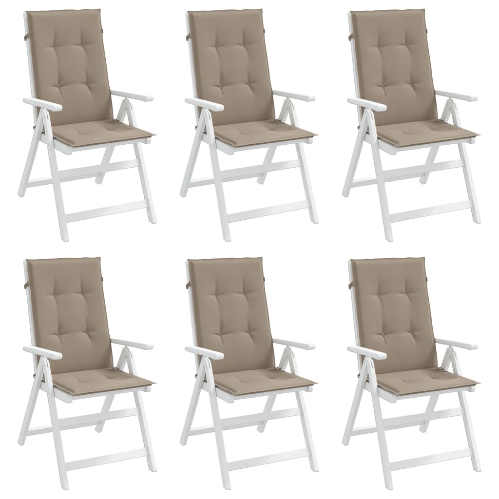 vidaXL Garden Highback Chair Cushions 6 pcs Taupe 47.2"x19.7"x1.2" Fabric