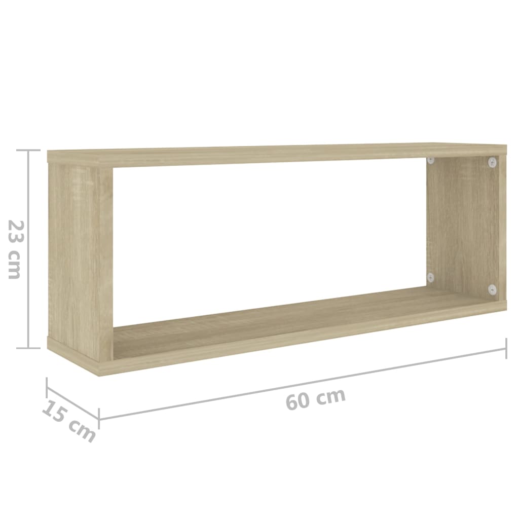 vidaXL Wall Cube Shelves 6 pcs Sonoma Oak 23.6"x5.9"x9.1" Engineered Wood