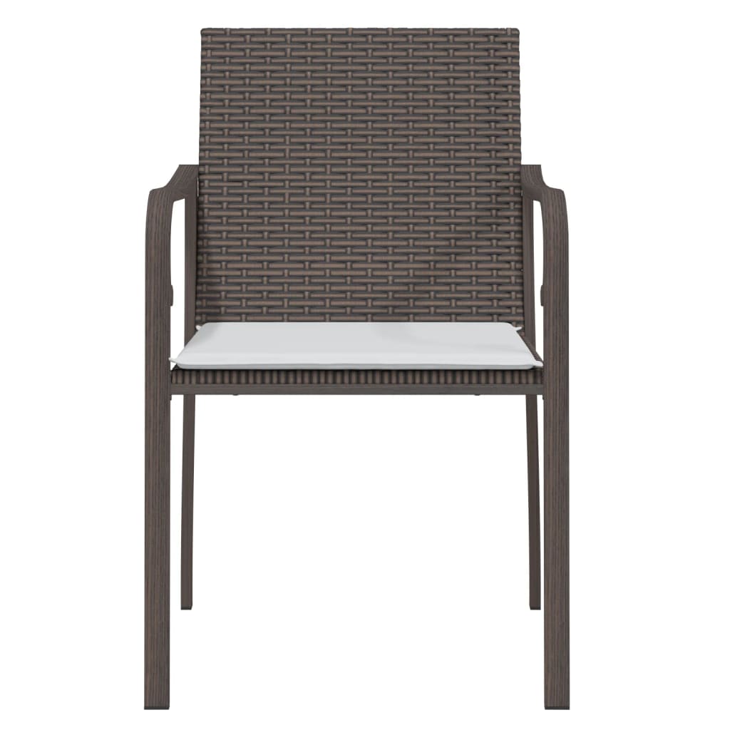 vidaXL Patio Chairs with Cushions 2 pcs Brown 22"x23.2"x33.1" Poly Rattan