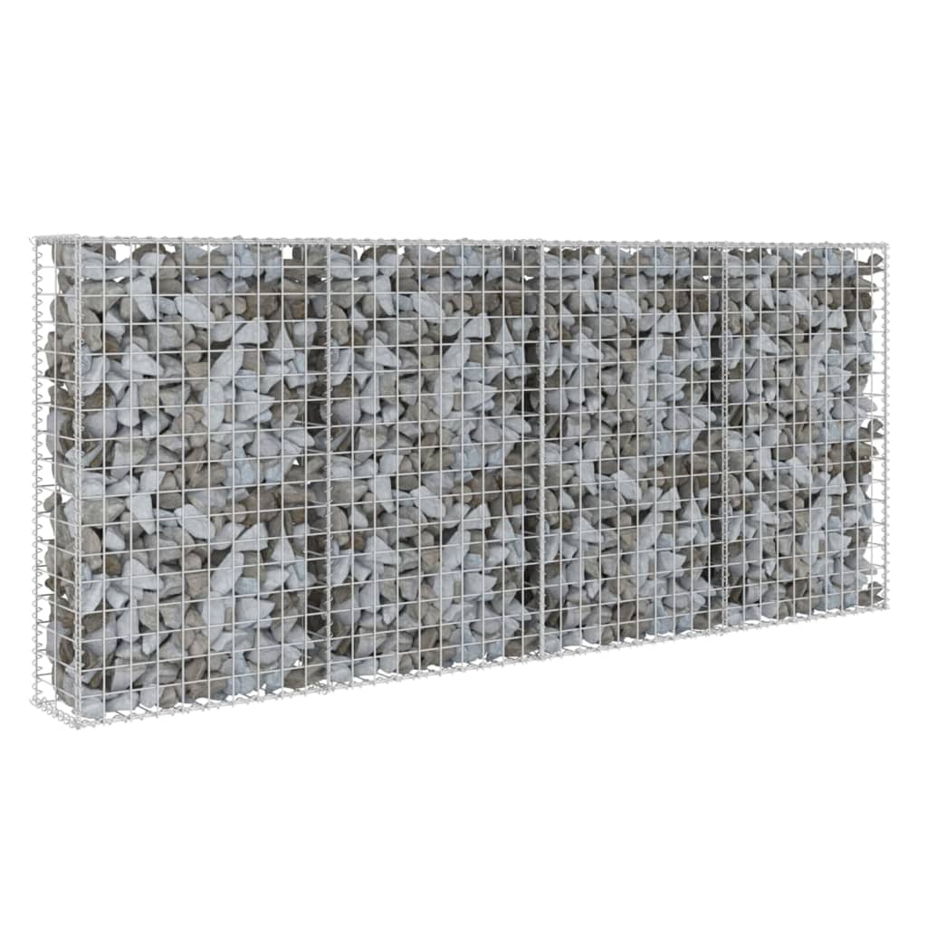 vidaXL Gabion Wall with Covers Galvanized Steel 78.7"x7.87"x33.5"