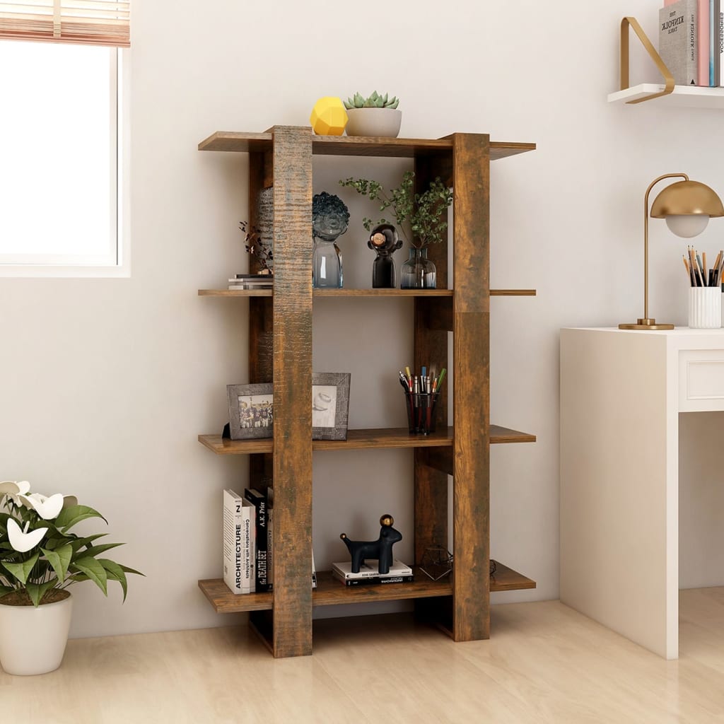 vidaXL Book Cabinet/Room Divider Smoked Oak 31.5"x11.8"x48.6"