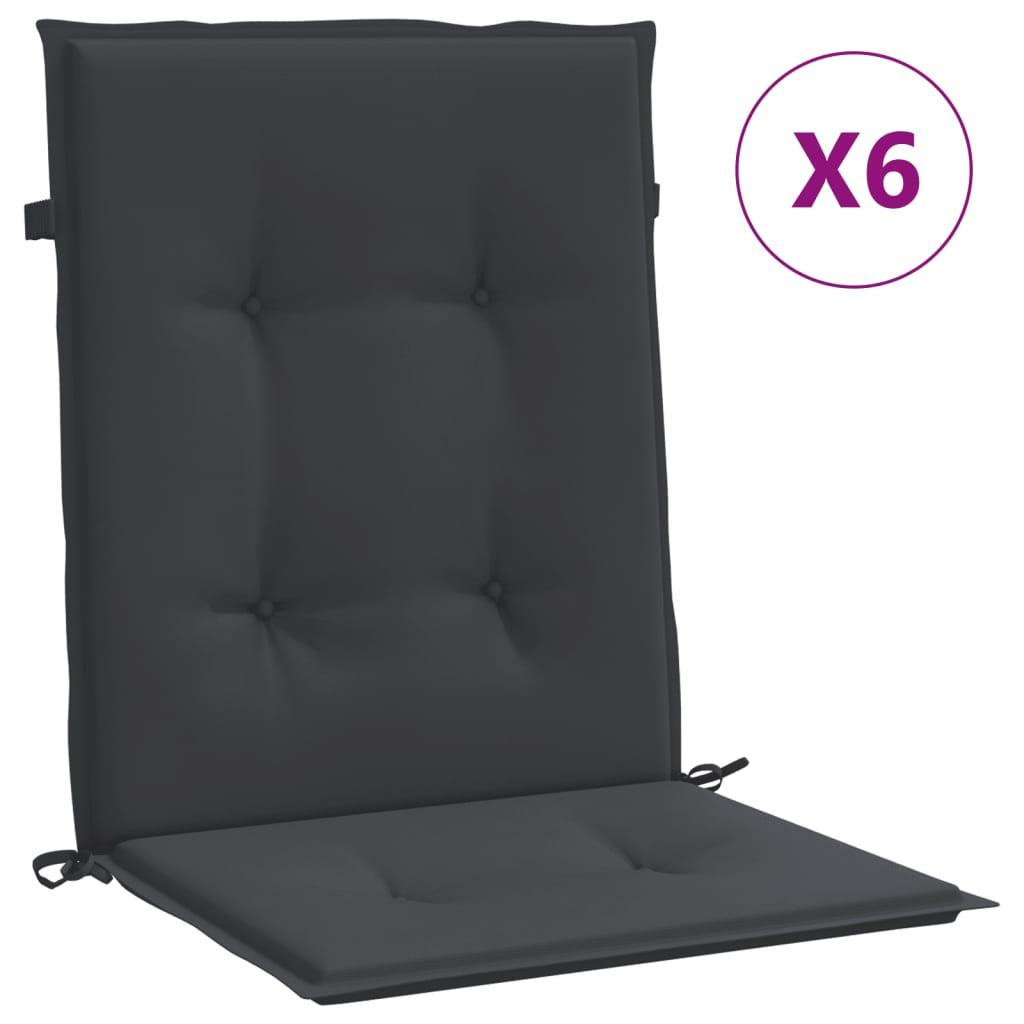 vidaXL Garden Chair Cushions 6 pcs Black 39.4"x19.7"x1.2"