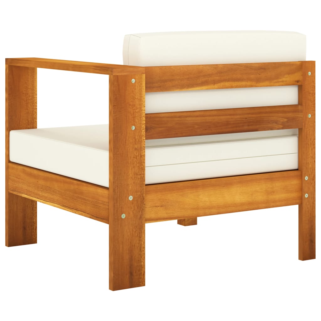 vidaXL 4-Seater Patio Sofa with Cream White Cushions Solid Acacia Wood