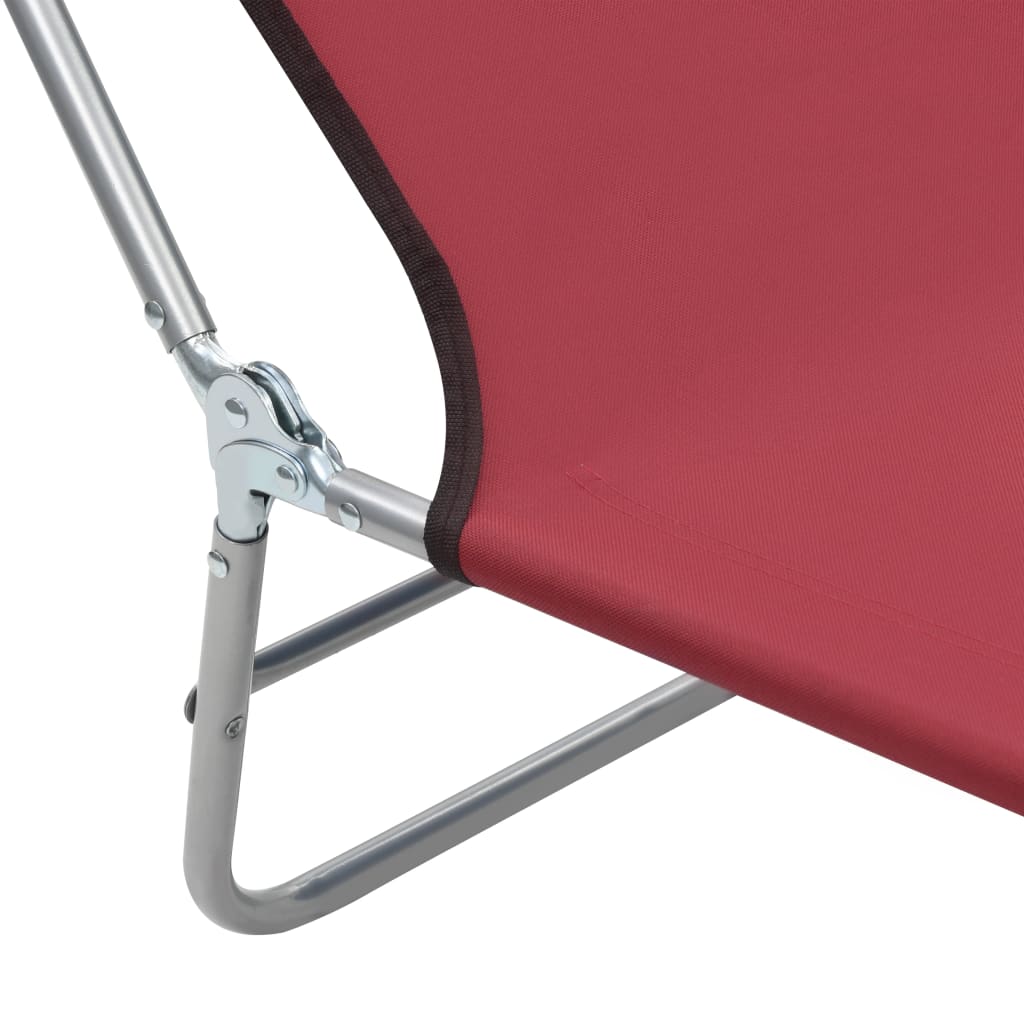 vidaXL Folding Sun Loungers 2 pcs Steel and Fabric Red