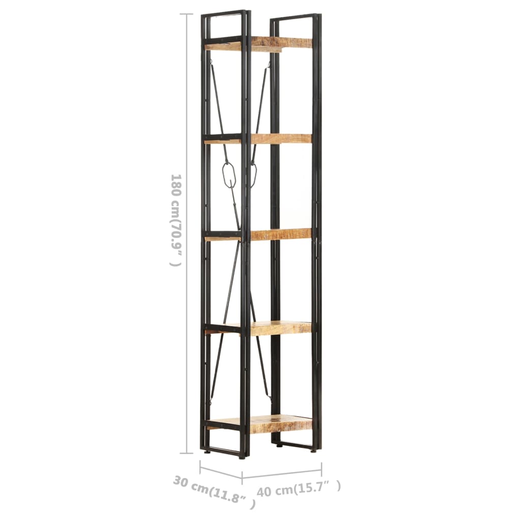 vidaXL 5-Tier Bookcase 15.4"x11.8"x70.9" Solid Mango Wood