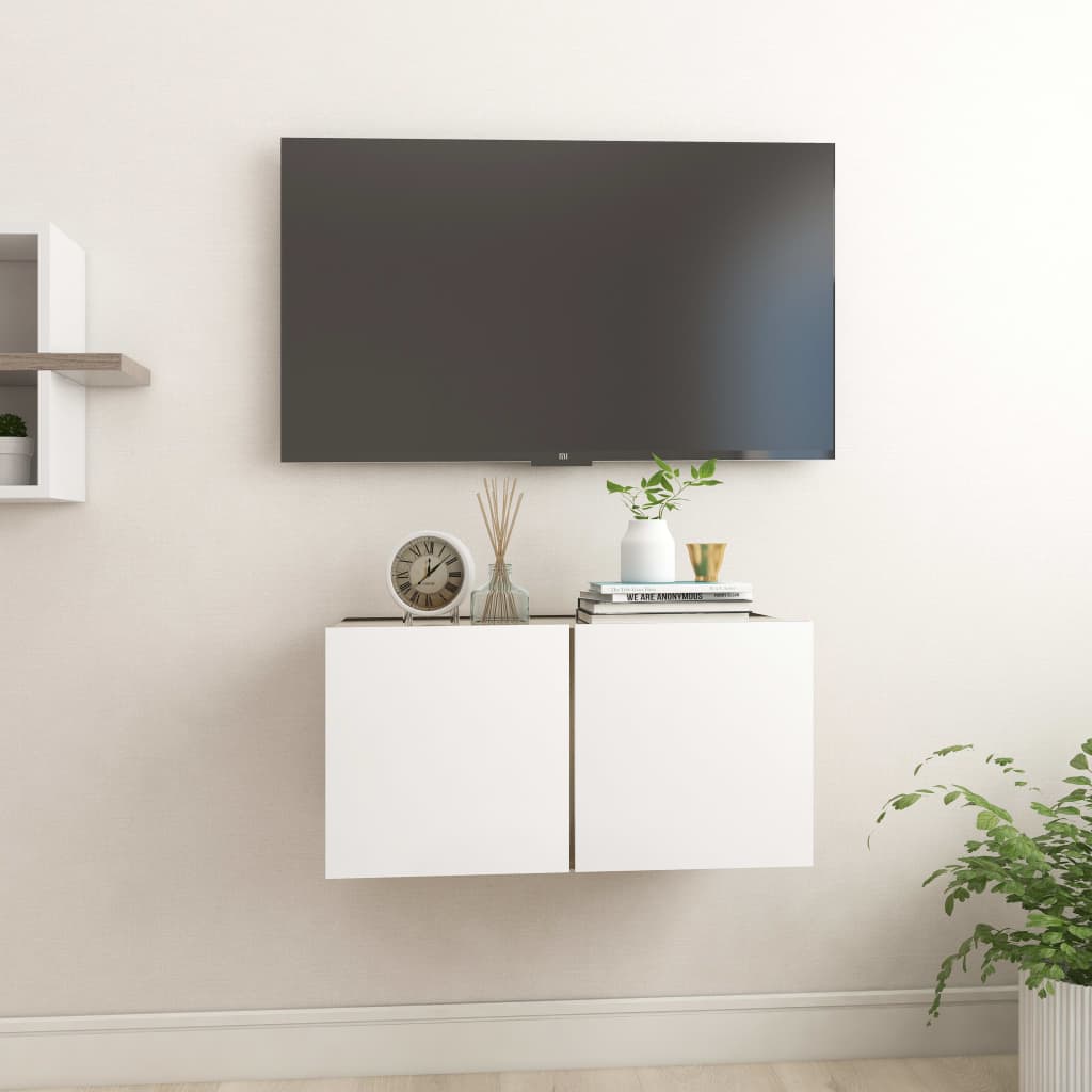 vidaXL Hanging TV Stand White and Sonoma Oak 23.6"x11.8"x11.8"