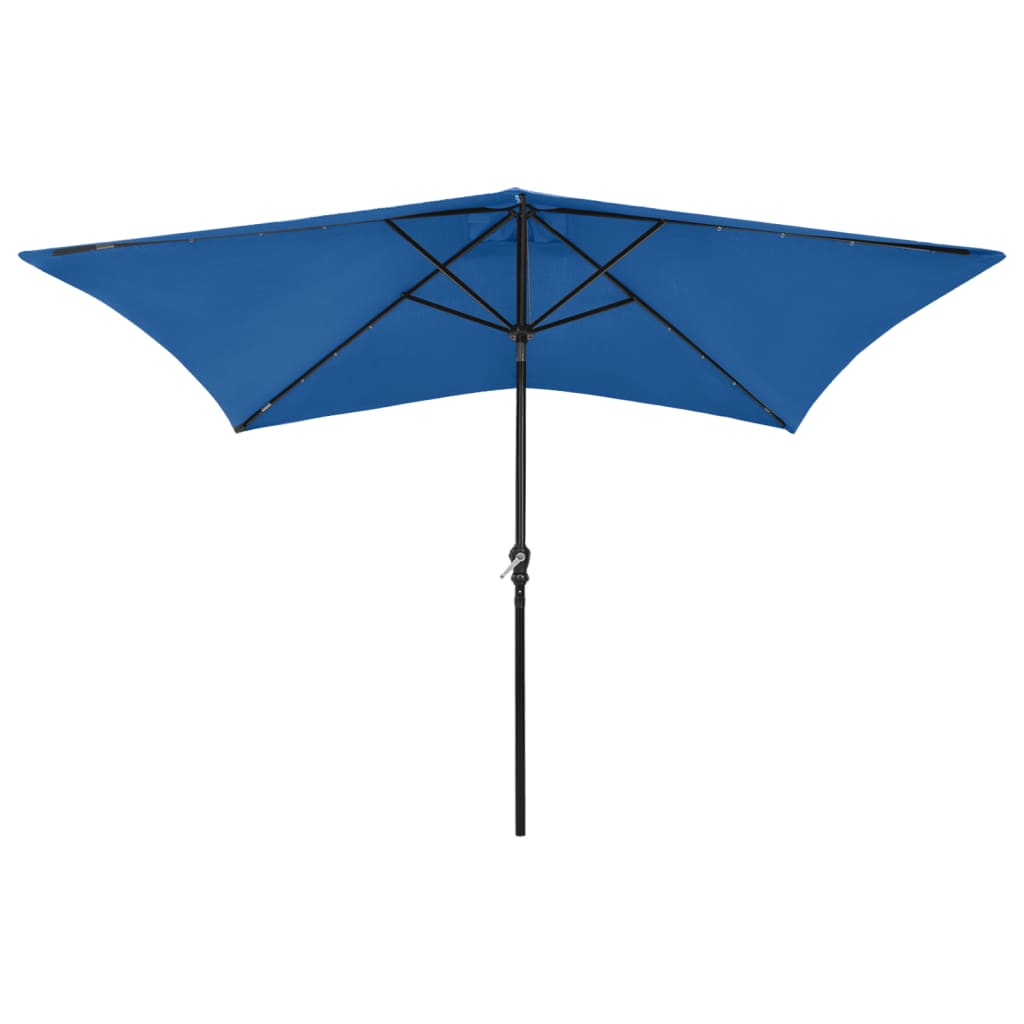 vidaXL Parasol with LEDs and Steel Pole Azure Blue 6.6'x9.8'