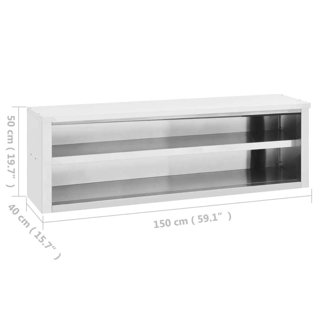 vidaXL Kitchen Wall Cabinet 59.1"x16"x20" Stainless Steel