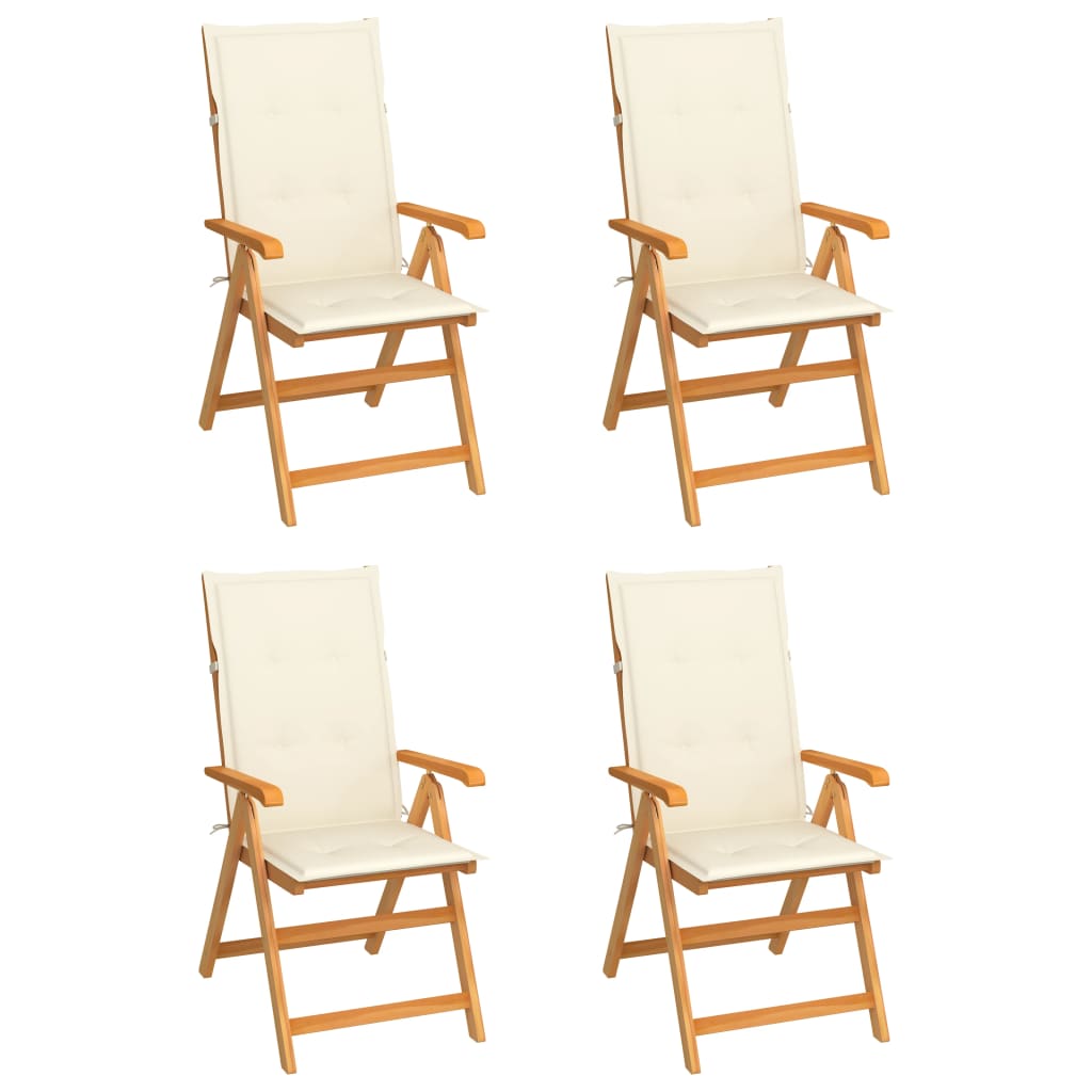vidaXL Patio Chairs 4 pcs with Cream Cushions Solid Teak Wood
