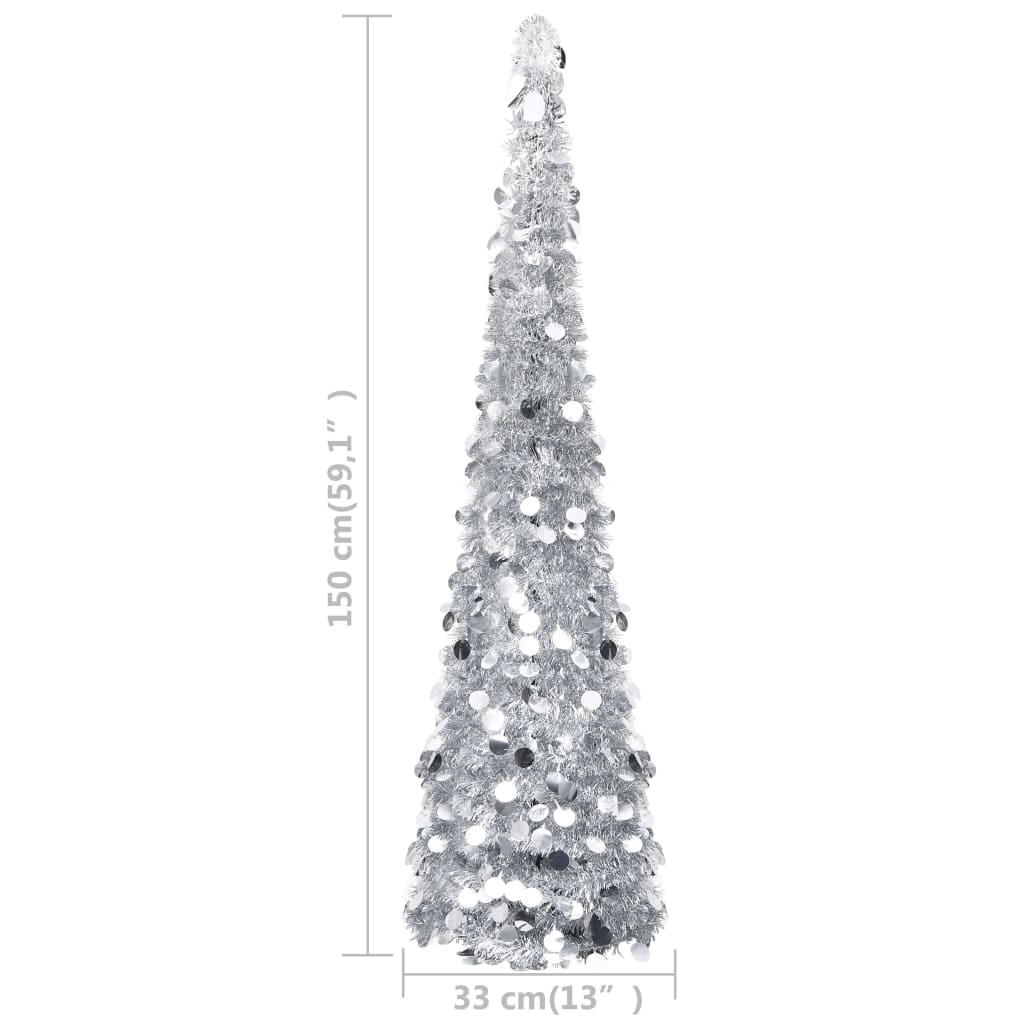 vidaXL Pop-up Artificial Christmas Tree Silver 5 ft PET