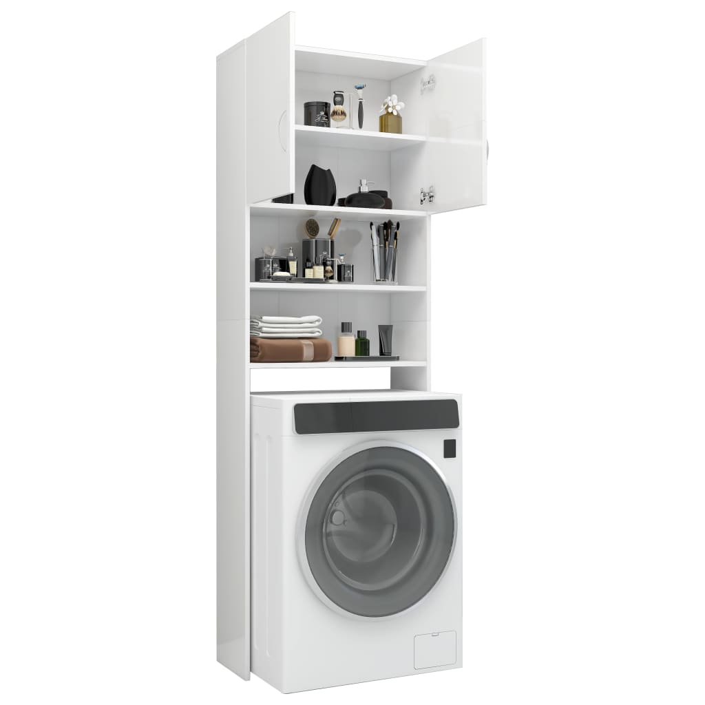 vidaXL Washing Machine Cabinet High Gloss White 25.2"x10"x74.8"