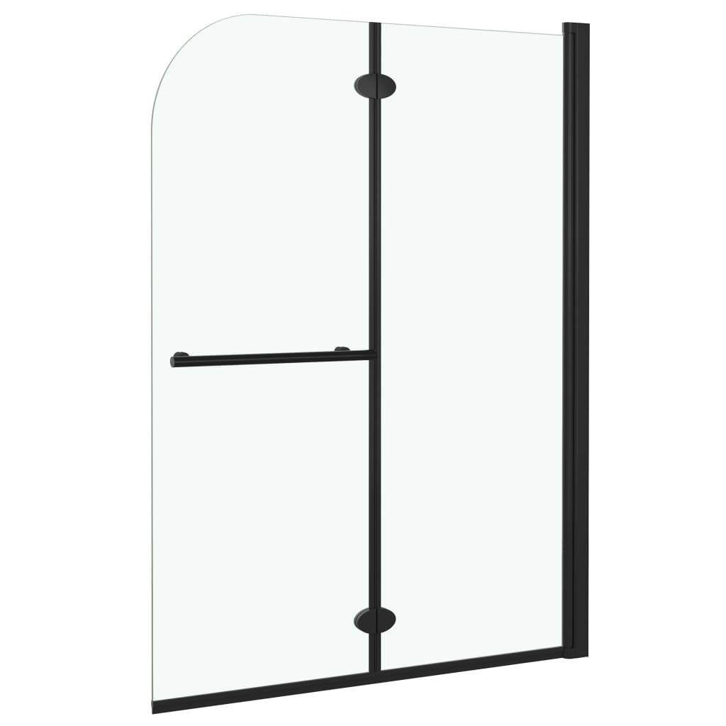 vidaXL Folding Shower Enclosure 2 Panels ESG 37.4"x55.1" Black