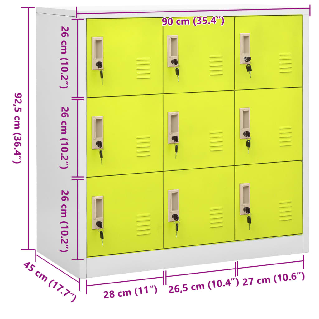 vidaXL Locker Cabinet Light Gray and Green 35.4x17.7x36.4 Steel
