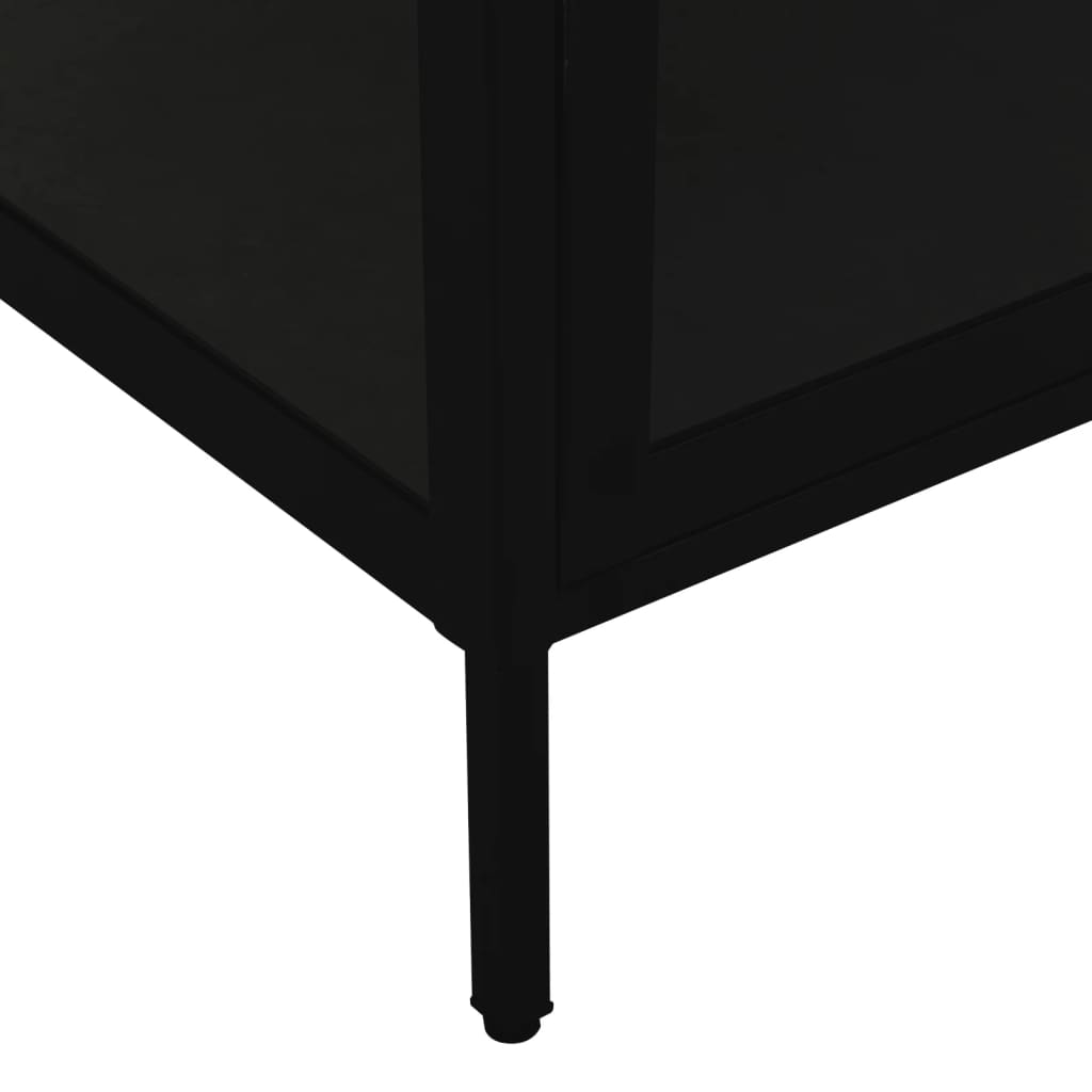 vidaXL Display Cabinet Black 35.4"x15.7"x70.9" Steel and Tempered Glass