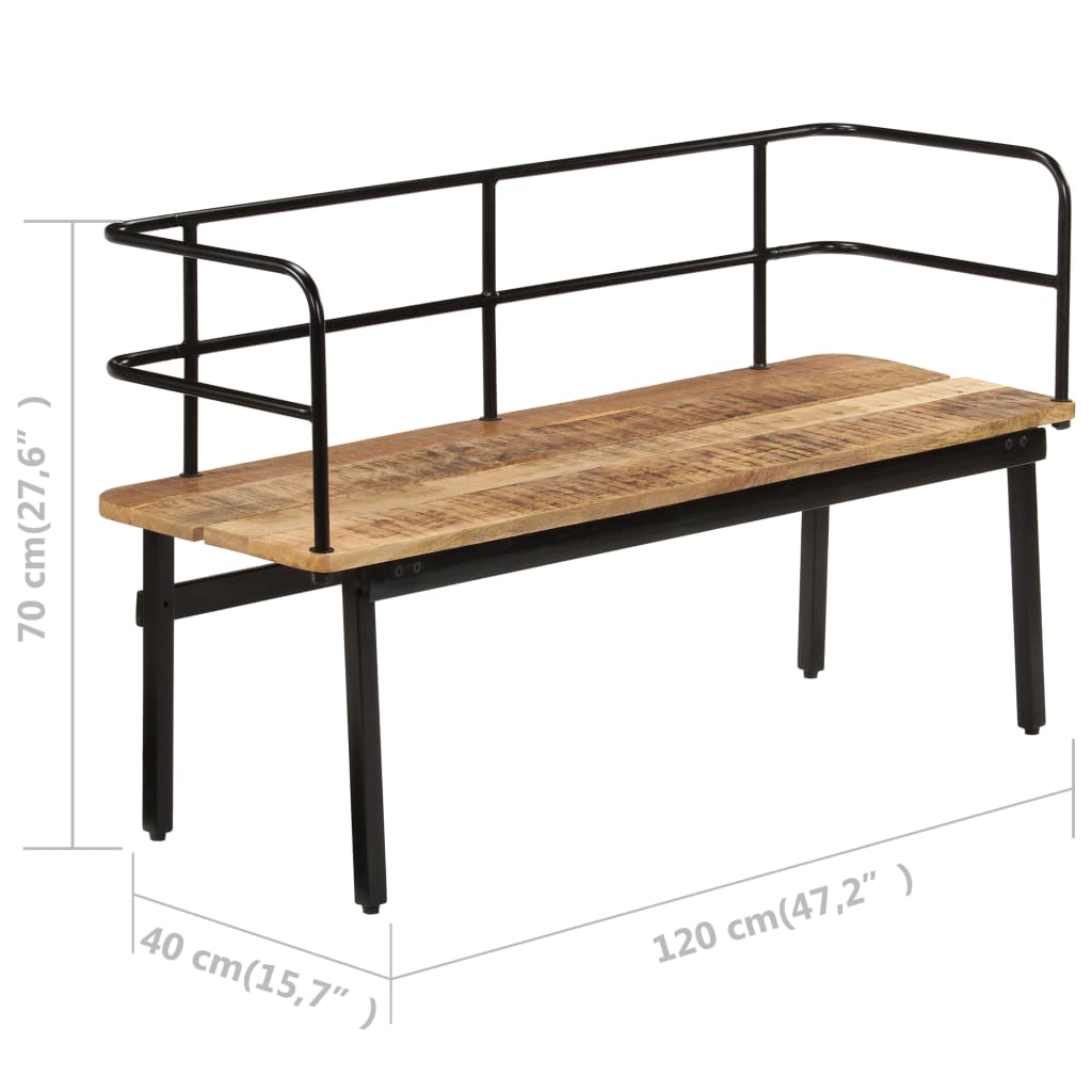 vidaXL Bench 47.2"x15.7"x27.6" Solid Mango Wood