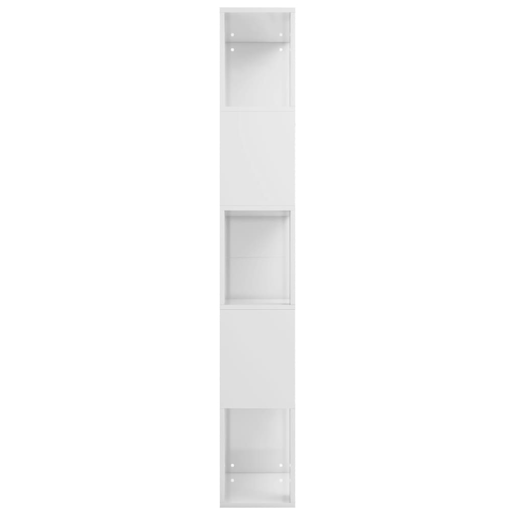 vidaXL Book Cabinet/Room Divider High Gloss White 17.7" x 9.4" x 62.6" Engineered Wood