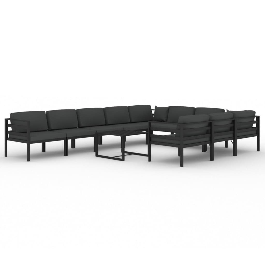 vidaXL 11 Piece Patio Lounge Set with Cushions Aluminum Anthracite