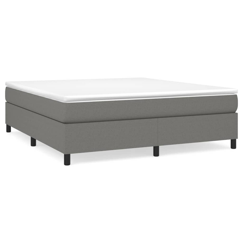 vidaXL Box Spring Bed with Mattress Dark Gray 76"x79.9" King Fabric