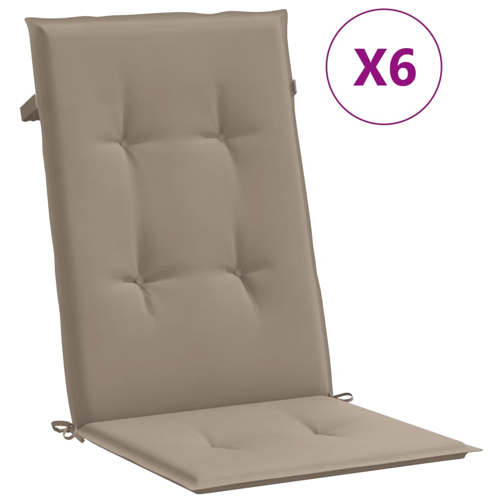 vidaXL Garden Chair Cushions 6 pcs Taupe 47.2"x19.7"x1.2"
