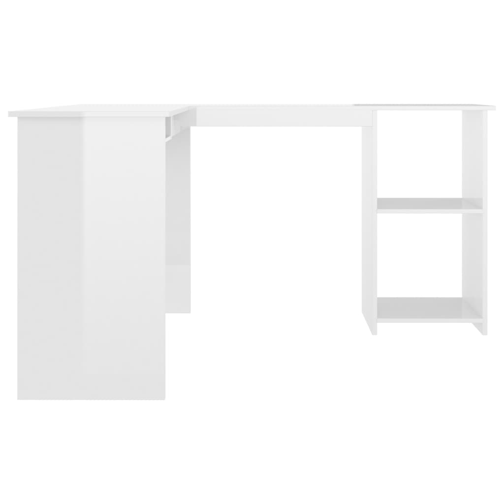 vidaXL L-Shaped Corner Desk High Gloss White 47.2"x55.1"x29.5" Engineered Wood