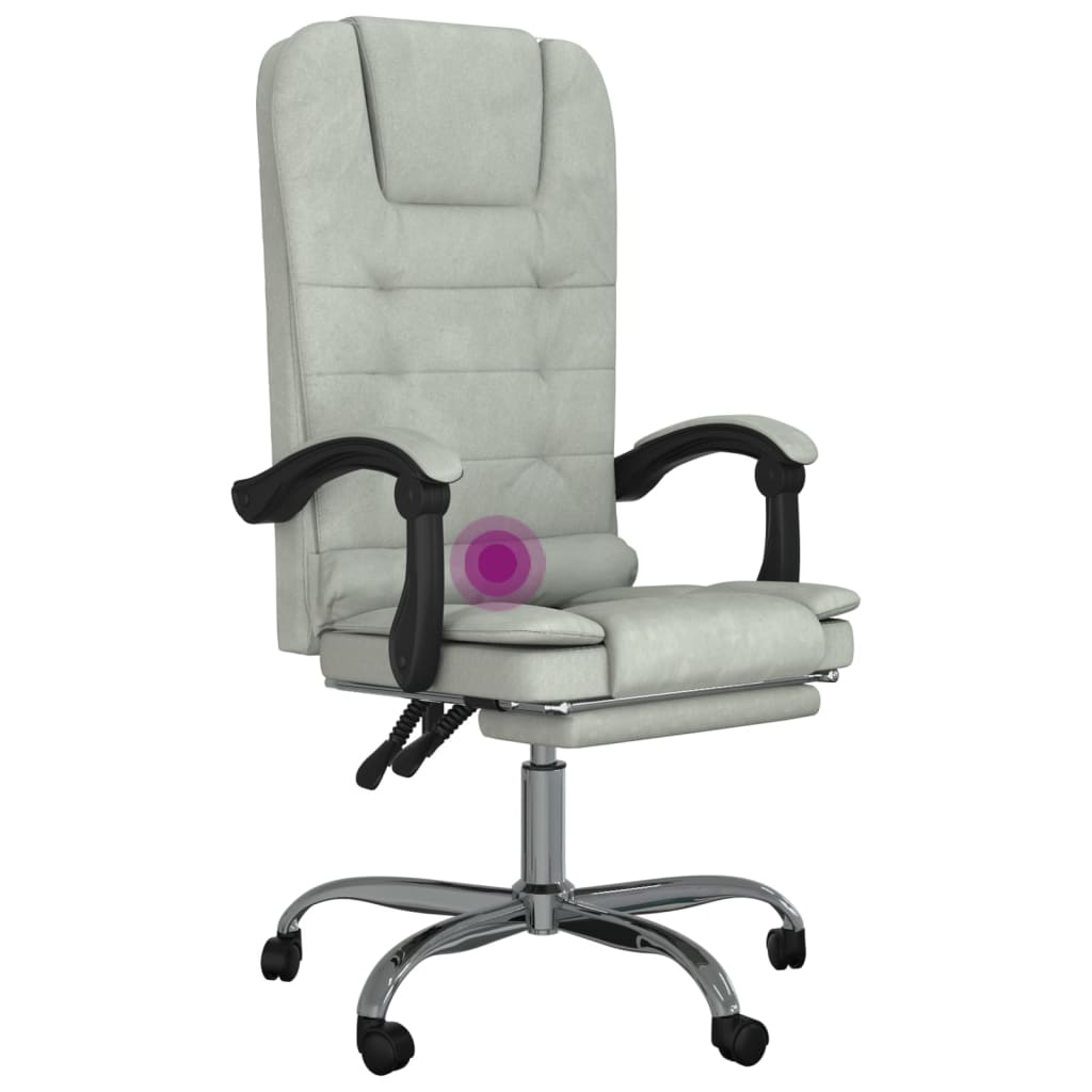 vidaXL Massage Reclining Office Chair Light Gray Velvet