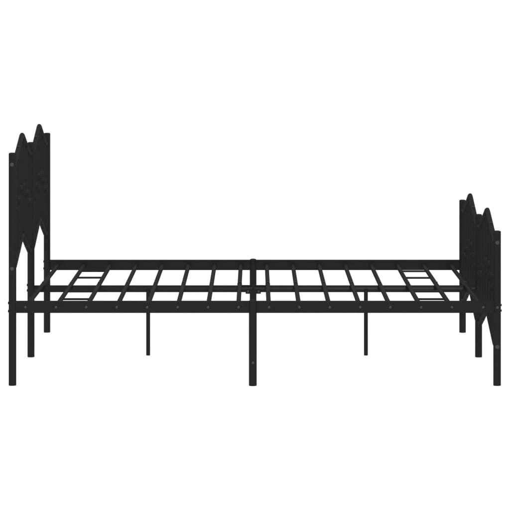 vidaXL Metal Bed Frame with Headboard and Footboard Black 59.1"x78.7"