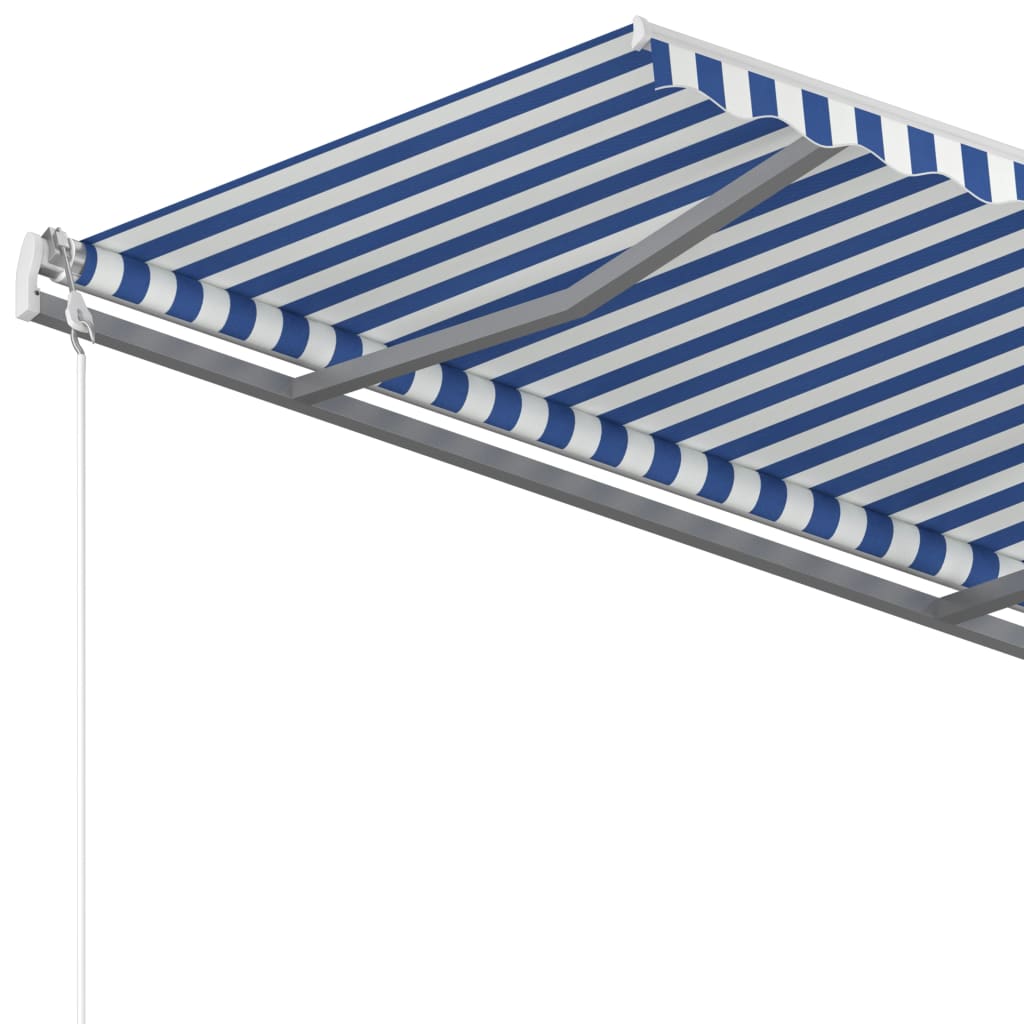 vidaXL Manual Retractable Awning with Posts 9.8'x8.2' Blue and White