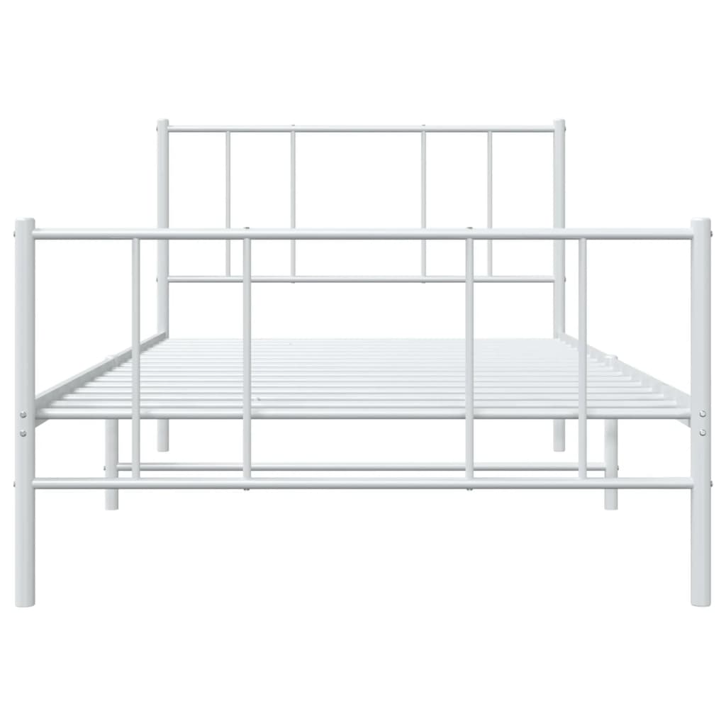 vidaXL Metal Bed Frame with Headboard and Footboard White 39.4"x74.8" Twin