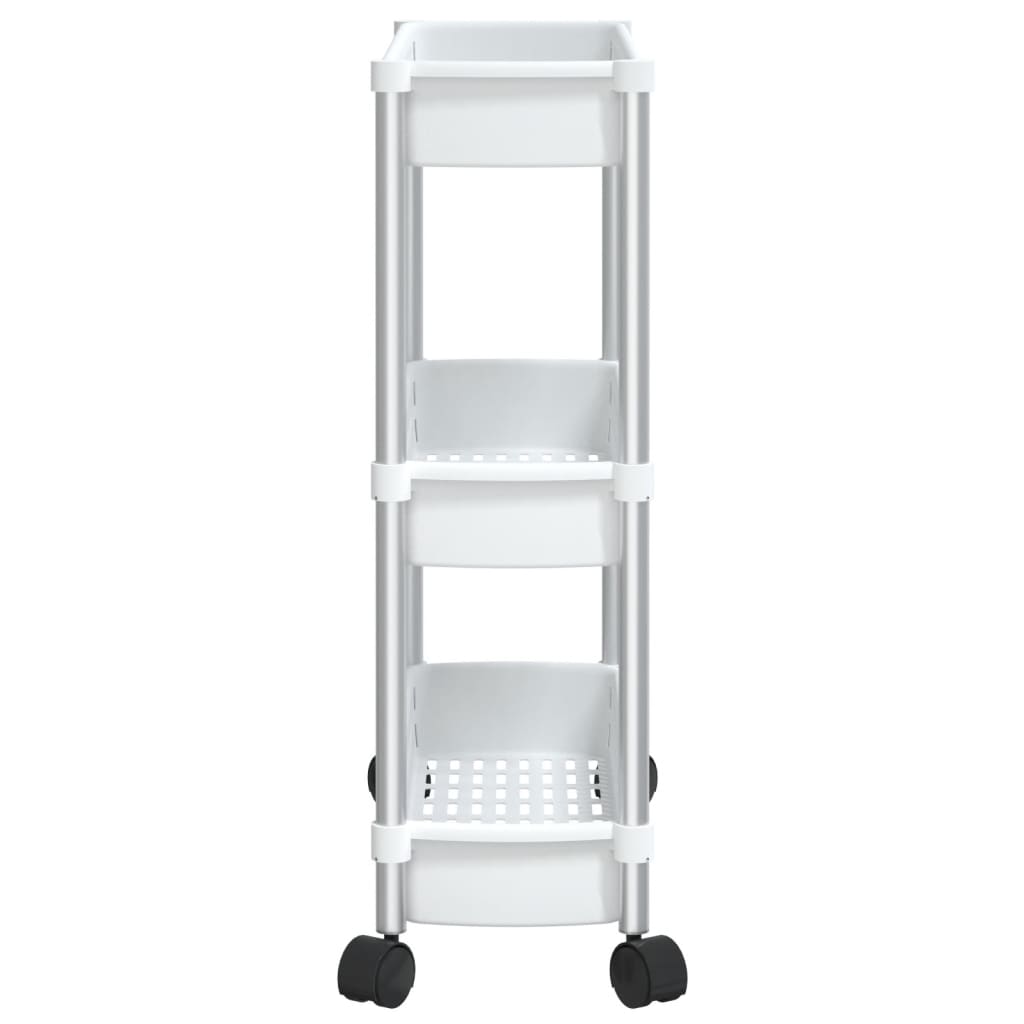 vidaXL 3-Tier Storage Trolley Silver and White Aluminum