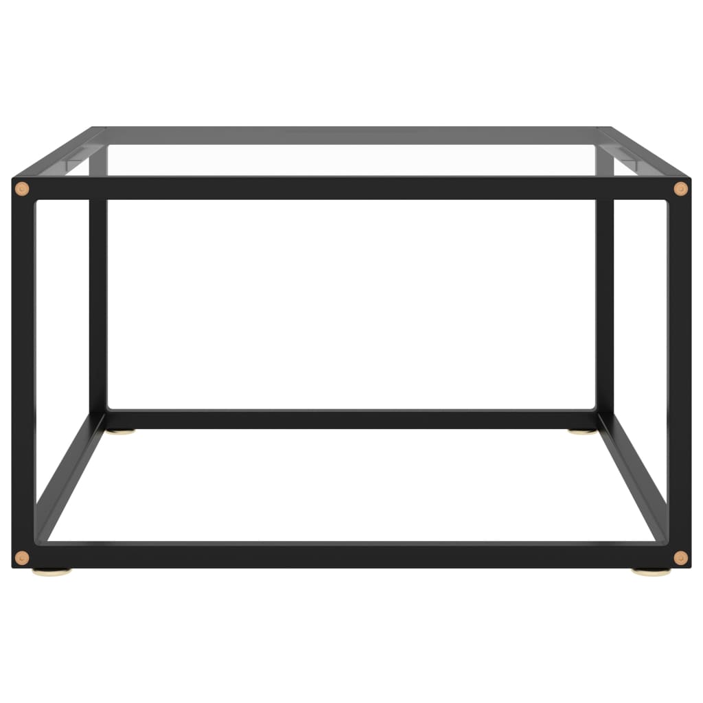 vidaXL Coffee Table Black with Tempered Glass 23.6"x23.6"x13.8"
