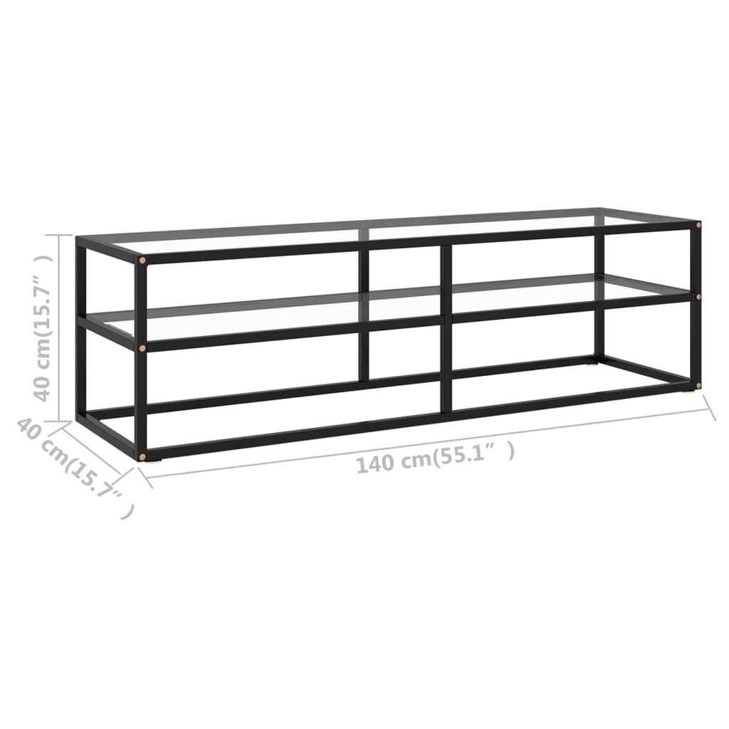 vidaXL TV Stand Black with Tempered Glass 55.1"x15.7"x15.7"