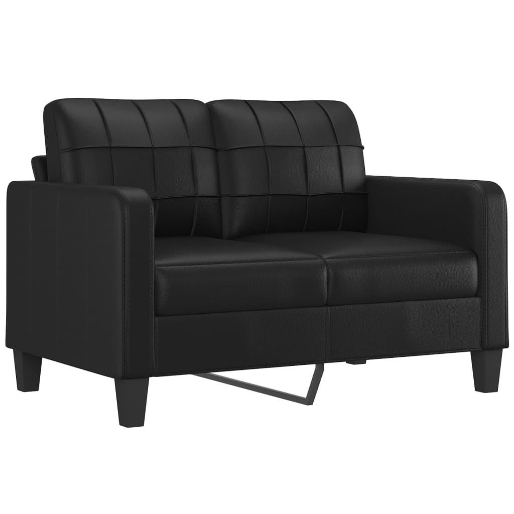 vidaXL 2 Piece Sofa Set with Pillows Black Faux Leather