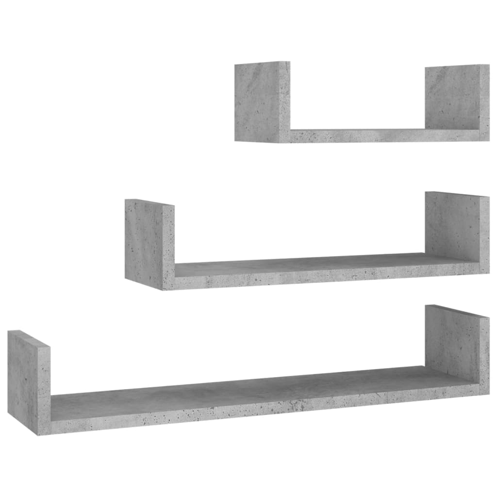vidaXL Wall Display Shelf 3 pcs Concrete Gray Chipboard