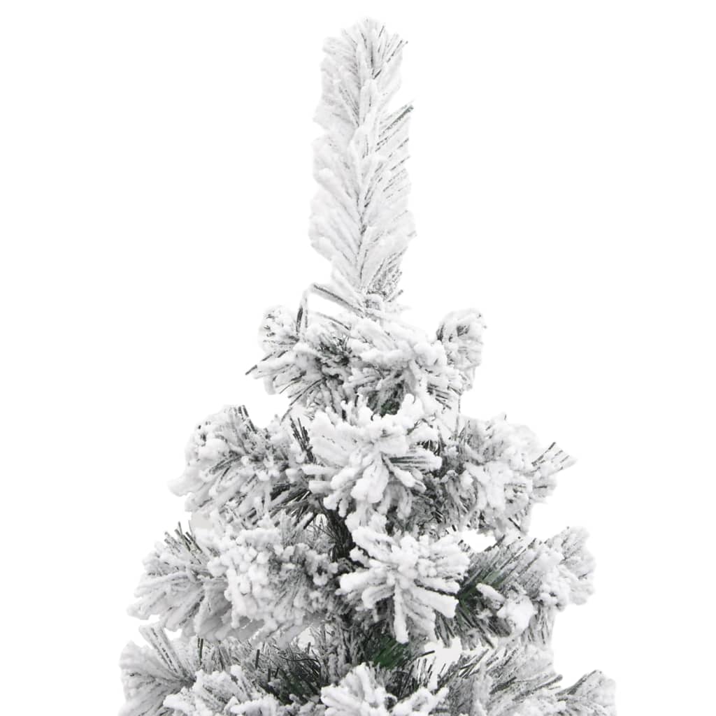 vidaXL Slim Artificial Christmas Tree with Flocked Snow Green 6 ft PVC