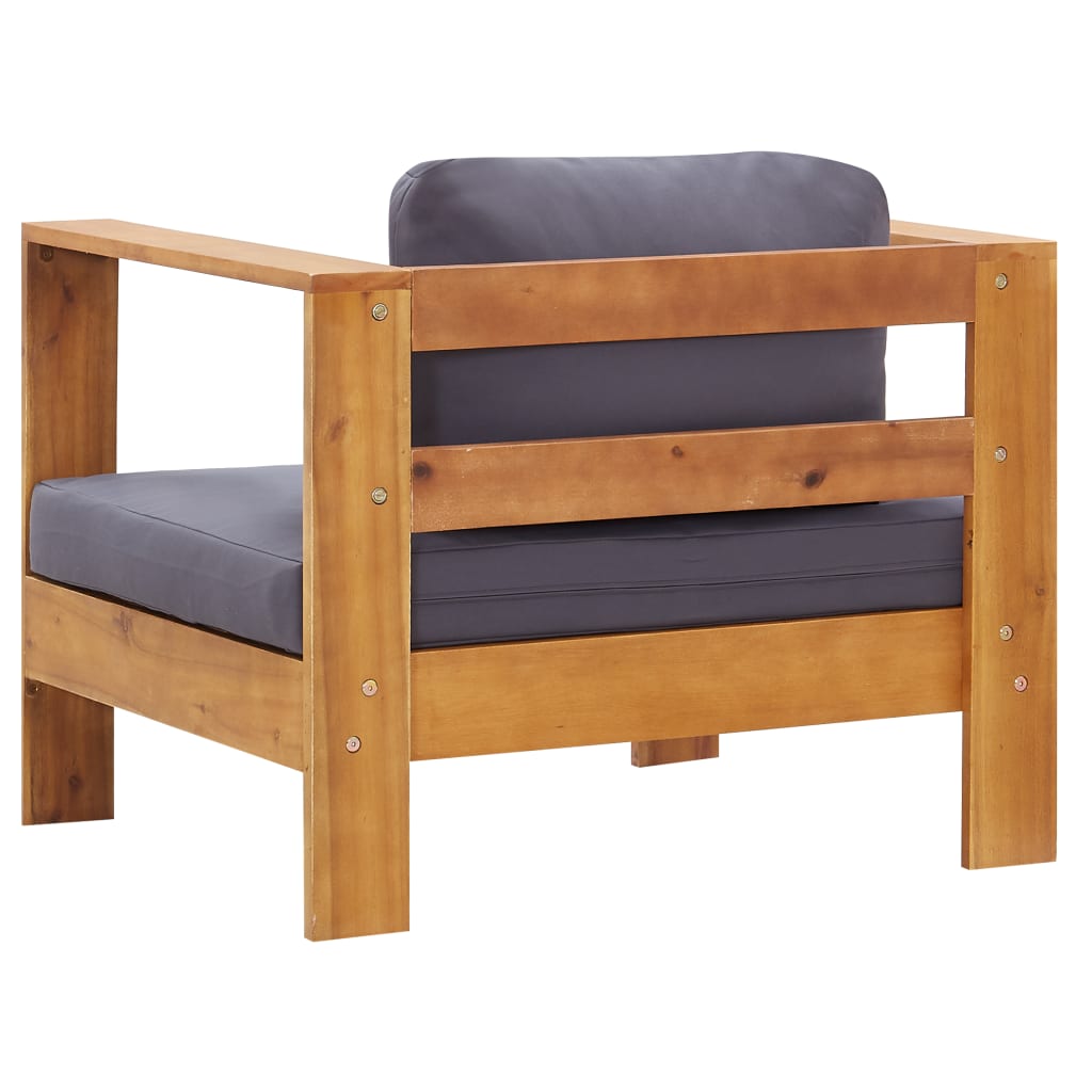 vidaXL Patio Sofa Chair with Cushion Dark Gray Solid Acacia Wood