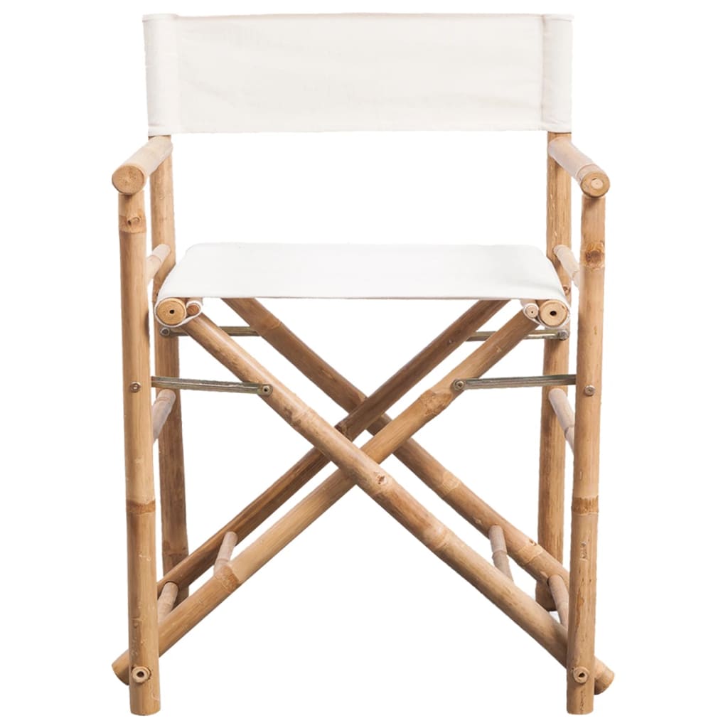 vidaXL Folding Director's Chair 2 pcs Bamboo and Canvas