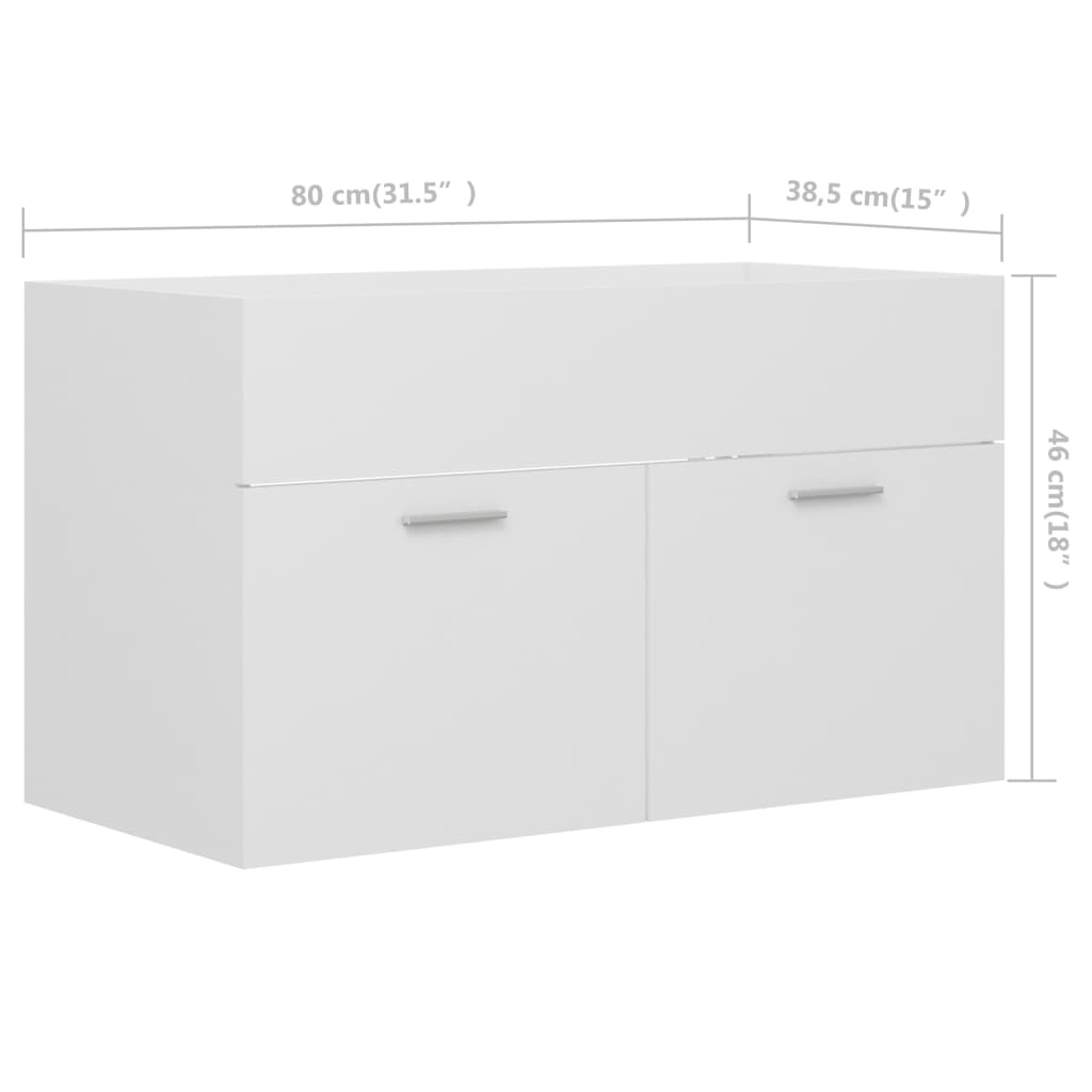 vidaXL Sink Cabinet White 31.5"x15.2"x18.1" Chipboard