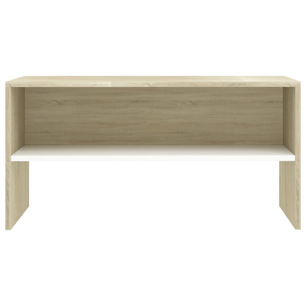 vidaXL TV Stand White and Sonoma Oak 31.5"x15.7"x15.7" Engineered Wood