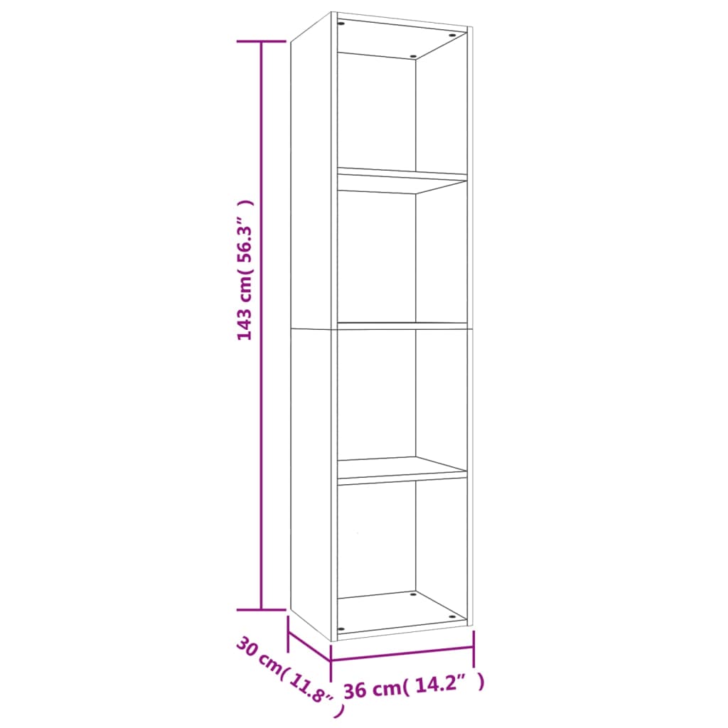 vidaXL Book Cabinet/TV Stand Sonoma Oak 14.2"x11.8"x56.3" Engineered Wood