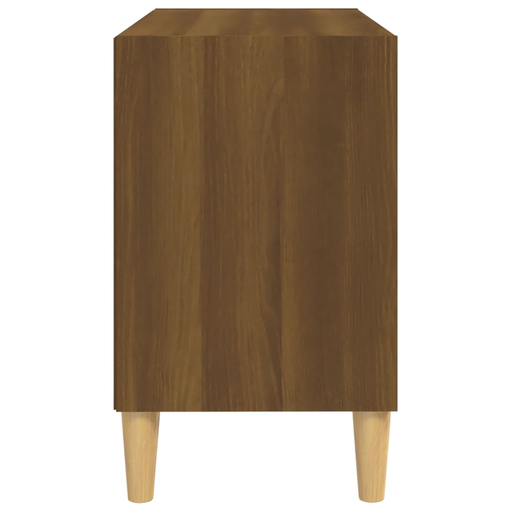 vidaXL TV Cabinet with Solid Wood Legs Brown Oak 27.4"x11.8"x19.7"