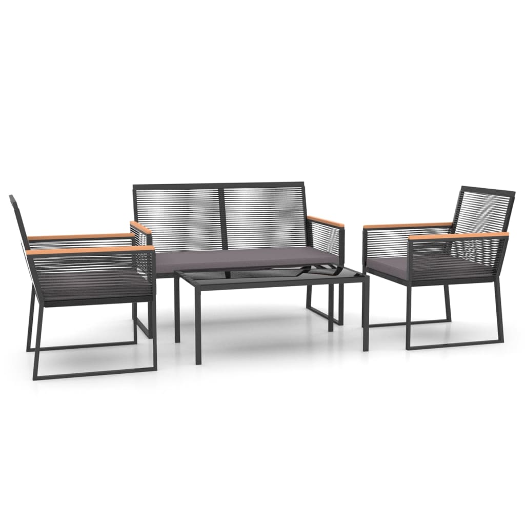 Induceren Geheim niets vidaXL 4 Piece Patio Lounge Set with Cushions Black Steel | vidaXL.com