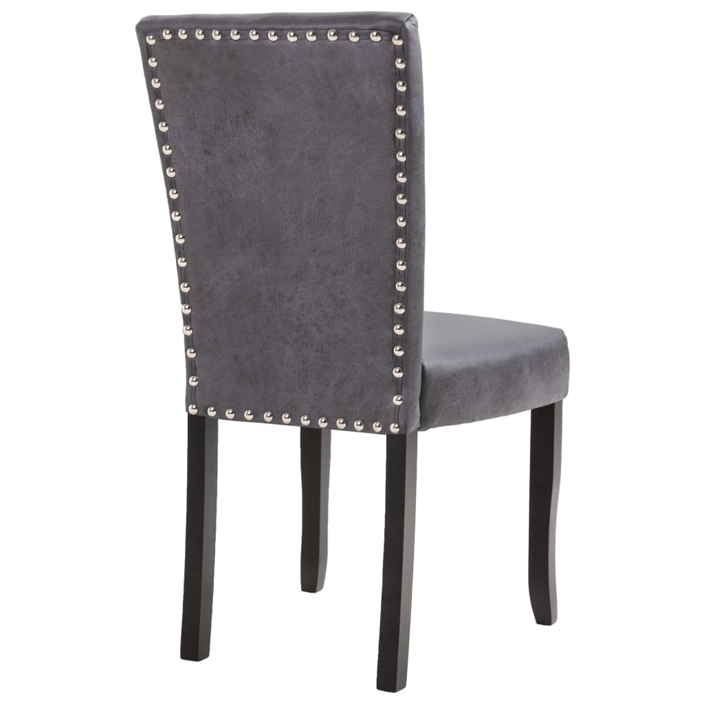 vidaXL Dining Chairs 2 pcs Gray Faux Suede Leather