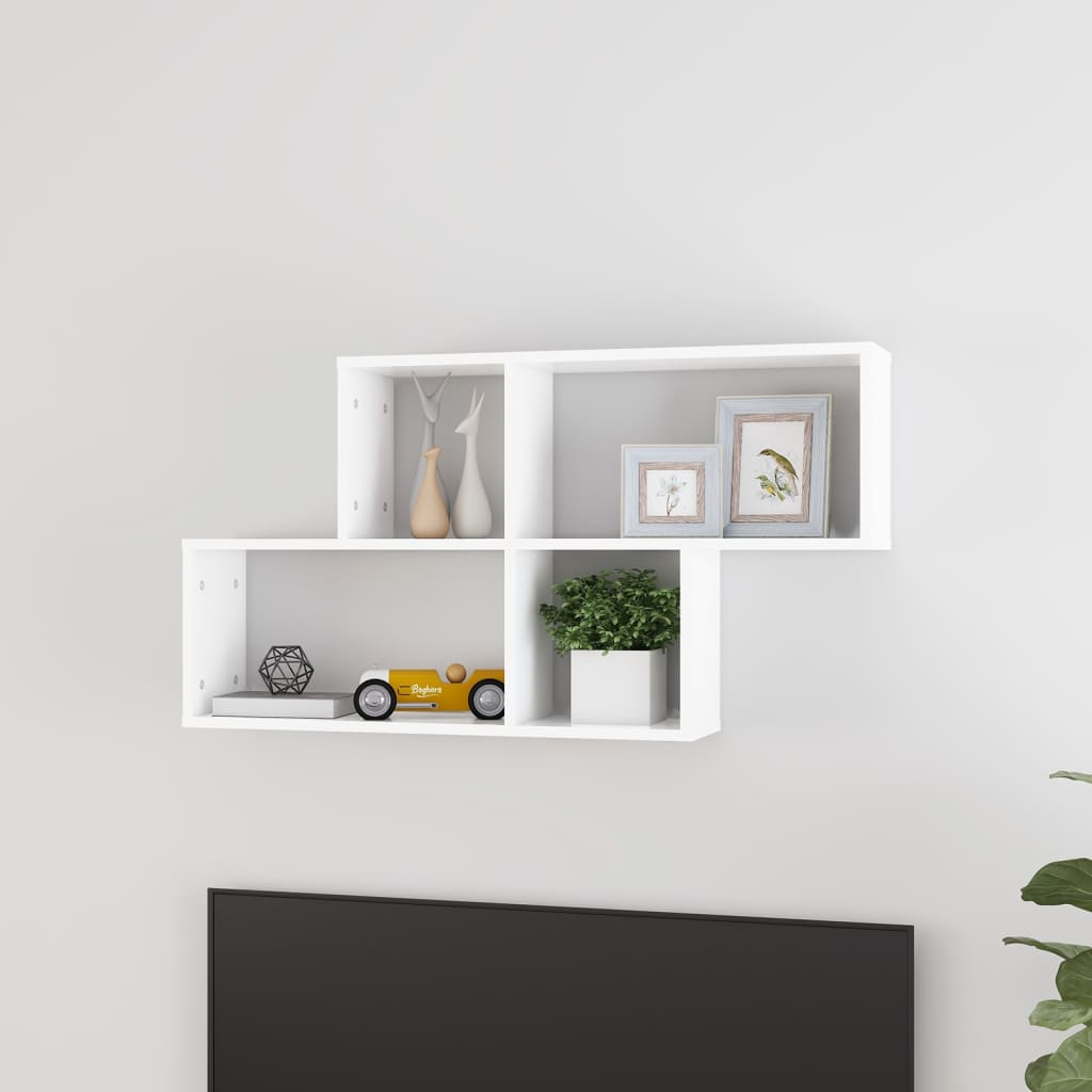 vidaXL Wall Shelf White 39.4"x7.1"x20.9" Engineered Wood