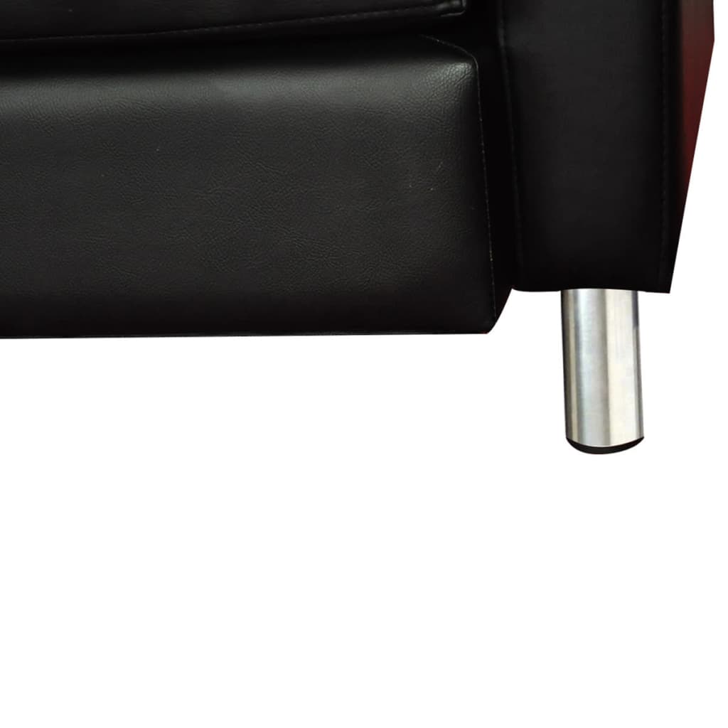 vidaXL Sectional Sofa 3-Seater Leather Black