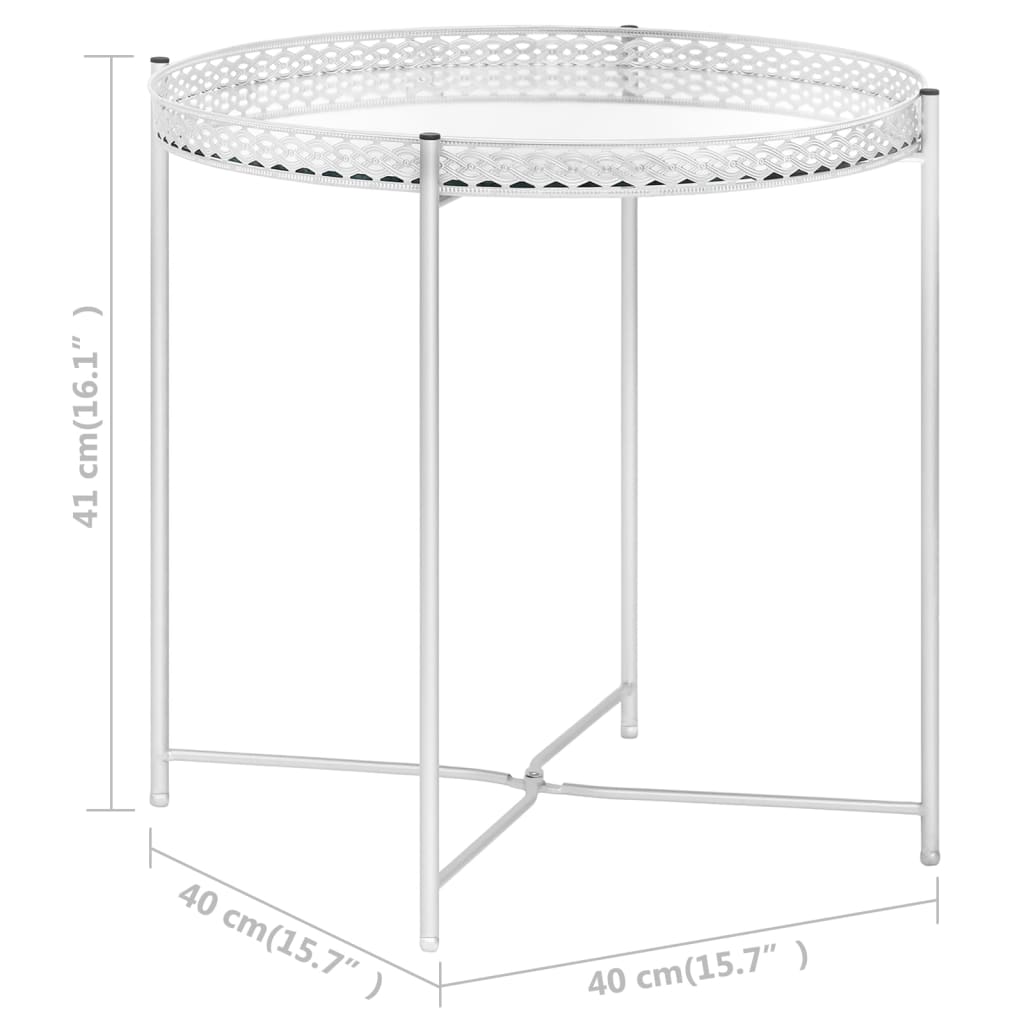 vidaXL Side Table Silver 15.7"x15.7"x16.1" Glass