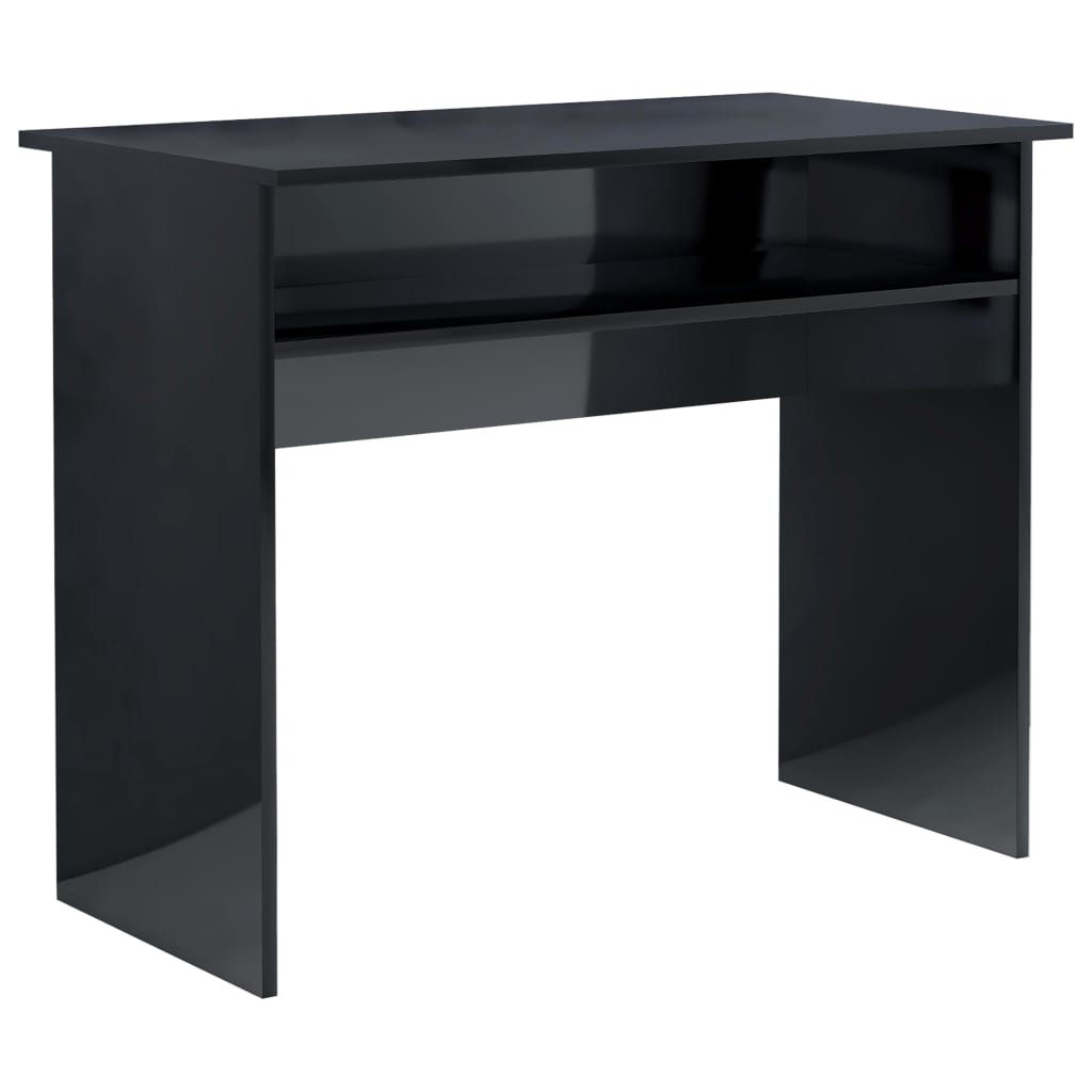 vidaXL Desk High Gloss Black 35.4"x19.7"x29.1" Engineered Wood