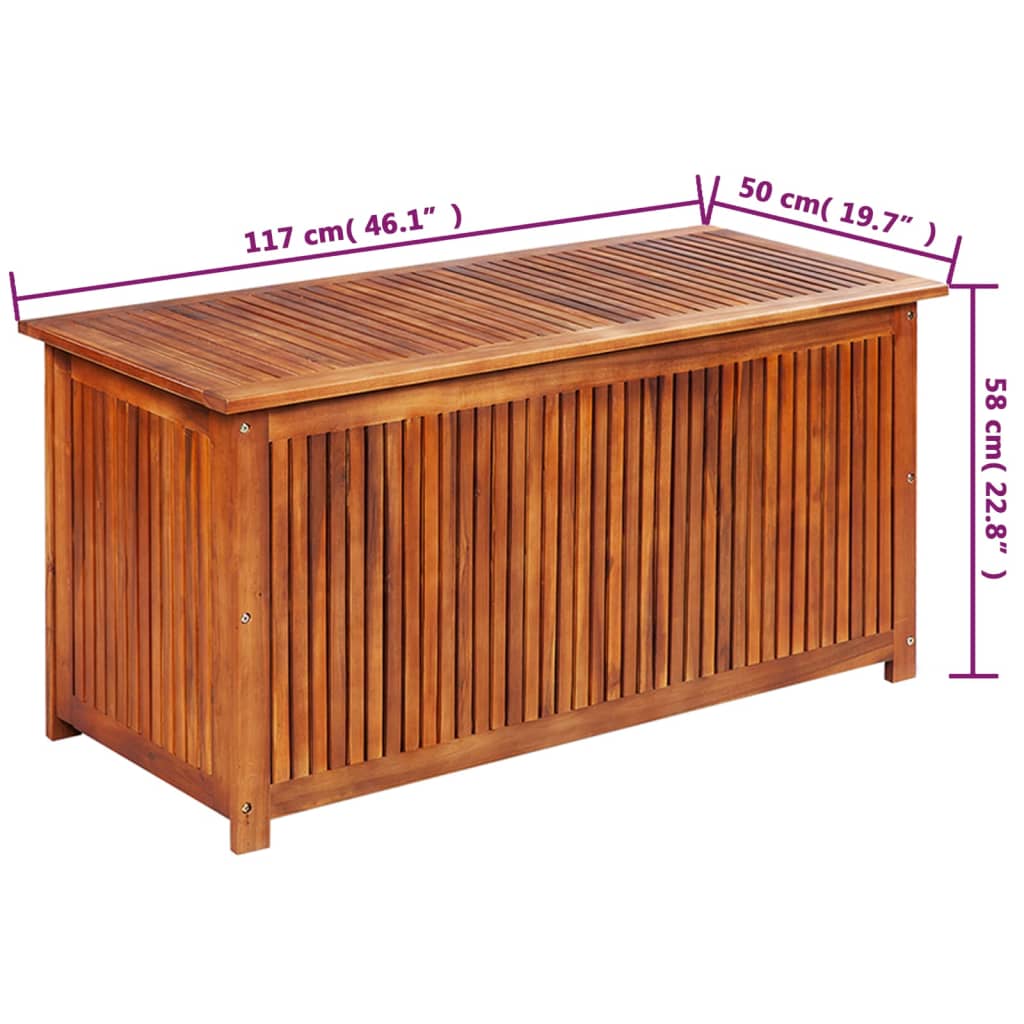 vidaXL Patio Storage Box 117x50x58 cm Solid Acacia Wood