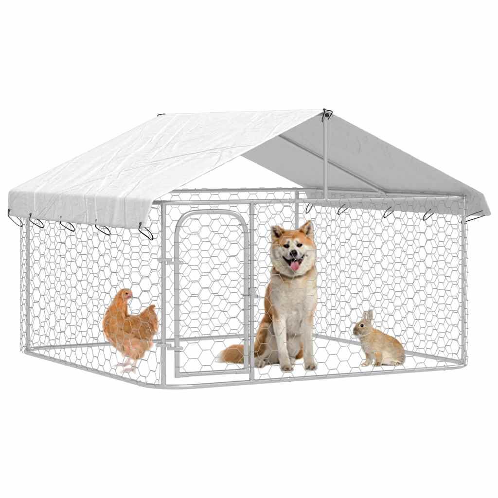 vidaXL Outdoor Dog Kennel with Roof 78.7"x78.7"x59.1"